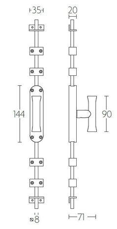 NOUR KO-EV102 krukespagnolet max. 2900mm, PVD mat goud L