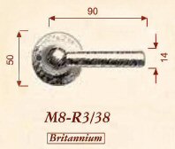 Giara deurkrukken M8/L+L model op rond rozet, ver. zilver