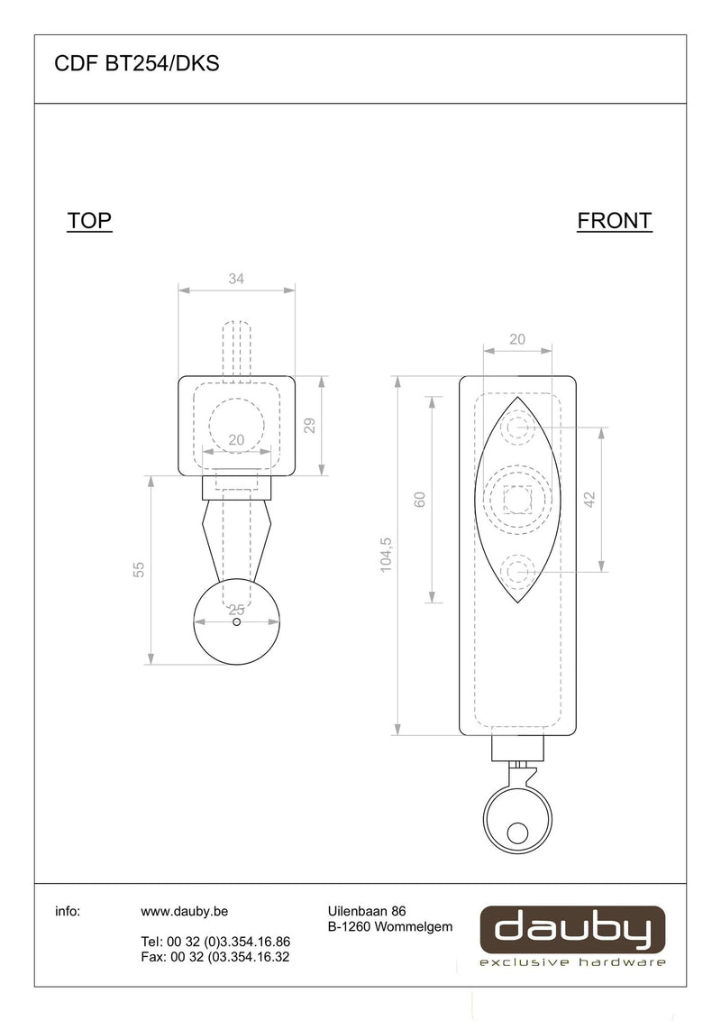 CDF raamkruk afsluitbaar BT254 spitseknop ovaal 60mm, zwart