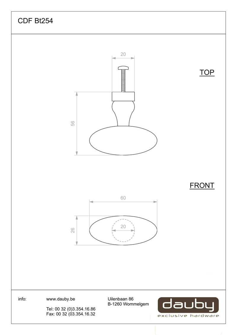 CDF-meubelknop-ovaal-BT254-met-spitse-punt-60-mm-roest