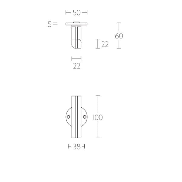 PBL22/50 deurkruk L+L 22mm op gev. rozet, RVS mat/eiken nat.