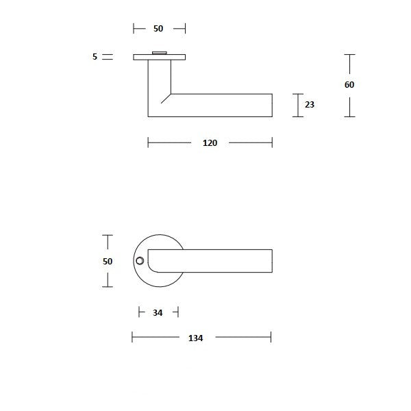 PBL23/50 L+L 23mm deurkruk op geveerd rozet, RVS mat