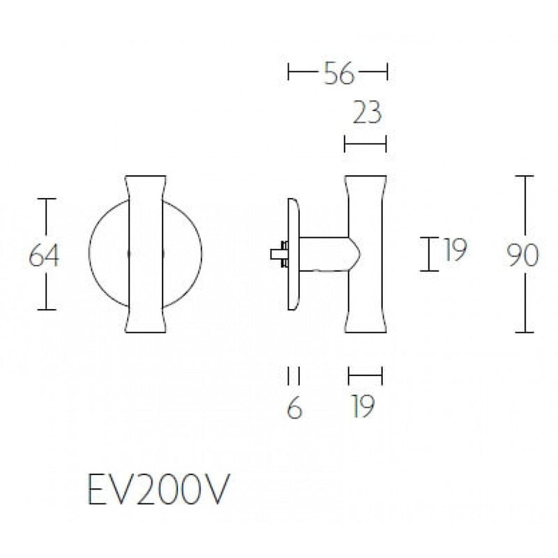 NOUR EV200V vaste T-voordeurknop gepolijst rvs