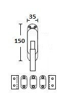 Bauhaus deurespagnolet compl. 150x35mm Rs, nikkel mat/ebben