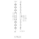 K-PBL20 krukespagnolet recht L-model20 LW, RVS mat