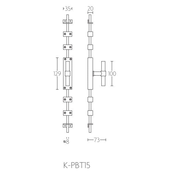 K-PBT15 krukespagnolet recht T-model15 LW,  mat zwart