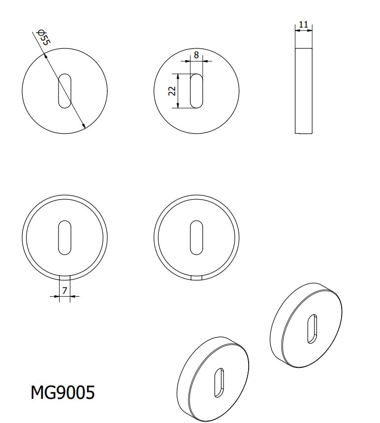 Fama sleutelrozet MG9005 rond, groen brons