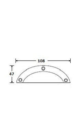 Meubel komgreep porselein 47 x 108 mm, wit