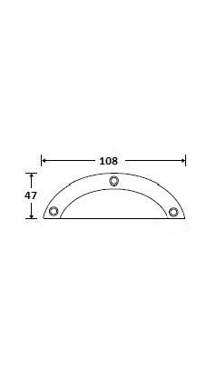 Meubel komgreep porselein 47 x 108 mm, wit