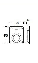 Meubel luikring afgerond 50 x 38 mm, messing ongelakt