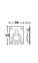 Meubel luikring 50 x 38 mm, nikkel mat