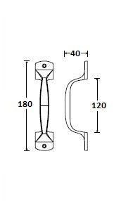 Meubelgreep opschroevend 180 mm, chroom glans