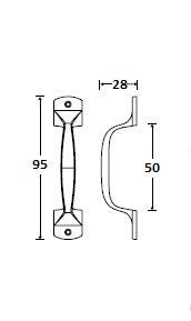Meubelgreep opschroevend 95 mm, messing gelakt