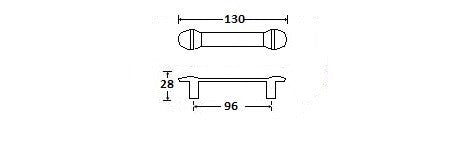 Viher meubelgreep plat model 96 mm h.o.h., brons