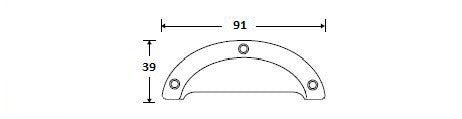 Meubel komgreep 64 mm h.o.h., nikkel mat