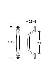Meubelgreep licht model opschroevend 122 mm, anticato