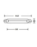 Meubelgreep op plaat 64 mm h.o.h., messing gelakt