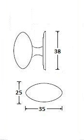 Kirkpatrick meubelknop ovaal 35x25 mm. rozet 38 mm, zwart