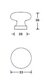 Meubelknop 33 mm, ebben