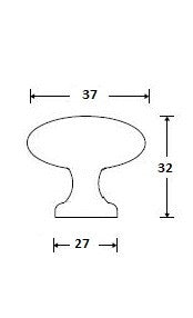 Meubelknop rond glad 37 mm, blank eiken