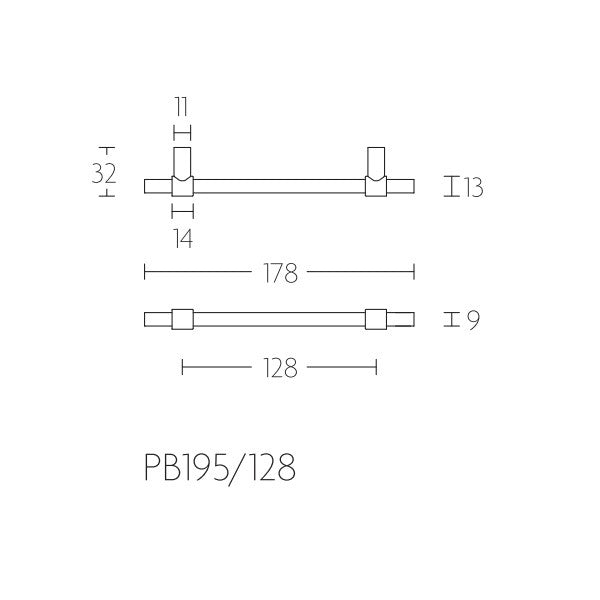 PB195/128 meubelgreep 128mm hoh, mat wit