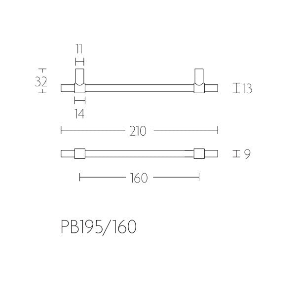 PB195/160 meubelgreep 160mm hoh, RVS mat