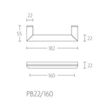 PB22/160 meubelgreep 160 mm, RVS mat/eiken naturel