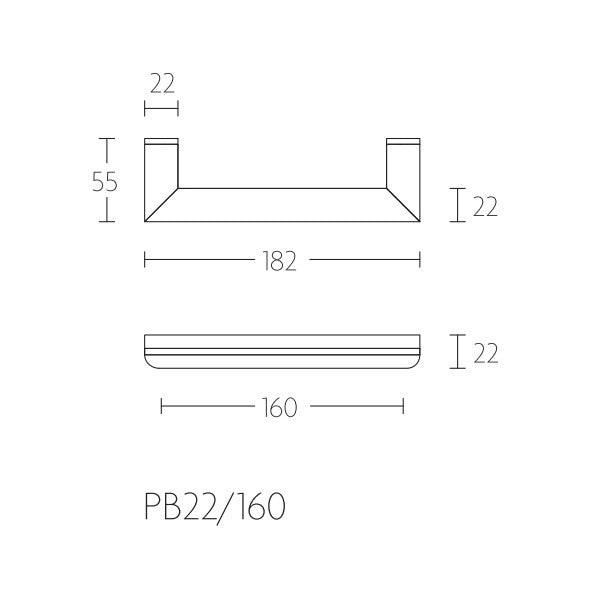 PB22/160 meubelgreep 160 mm, RVS mat/eiken zwart