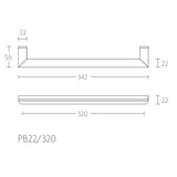 PB22/480 meubelgreep 480 mm, RVS mat/eiken naturel