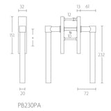 PB230A hefschuifdeurbeslag paarsgewijs PC69mm, mat zwart