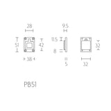 PB51 luikring vierkant klein 51x37x10 mm, RVS mat