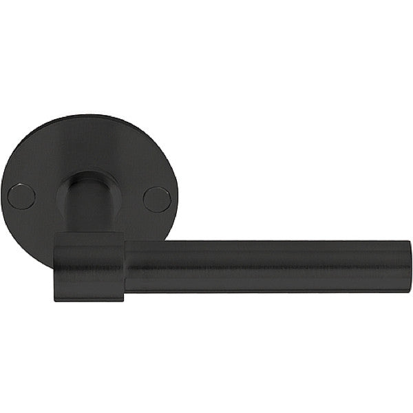 PBL15/50 deurkrukken L-model 15 mm geveerd op rond rozet, mat zwart