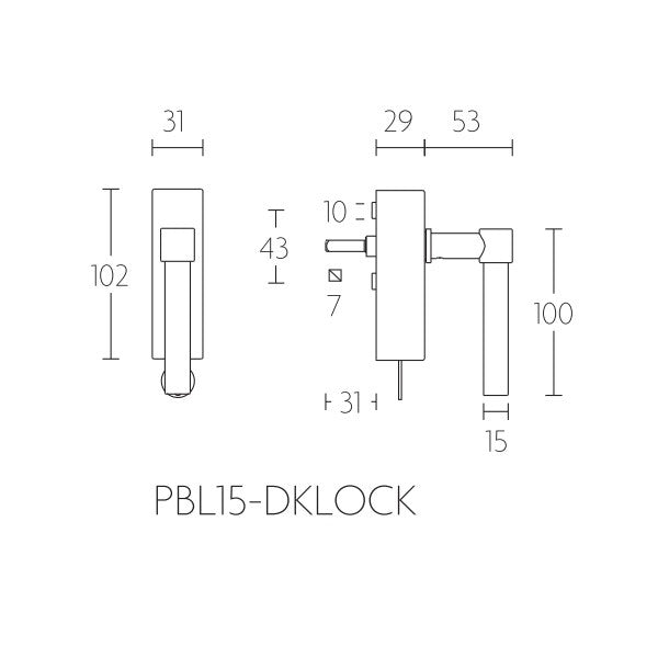 PBL15-DKLOCK draaikiep raamkruk afsluitbaar zw.