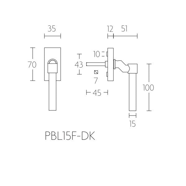PBL15FDK draaikiep raamkruk verkr. niet afsl. R/L, mat zwart