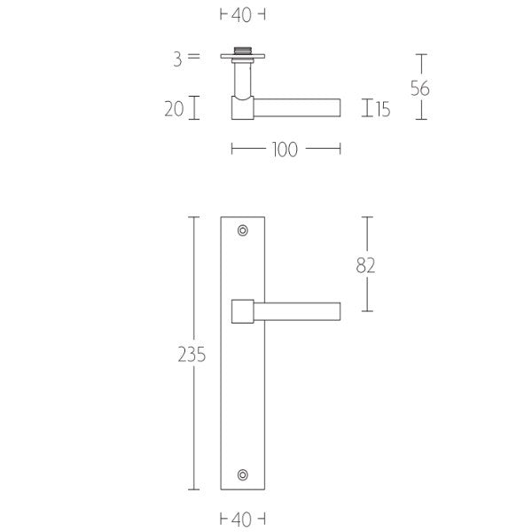 PBL15P236 deurkrukken ongev. op br. langsch. PC85mm, mat zw.