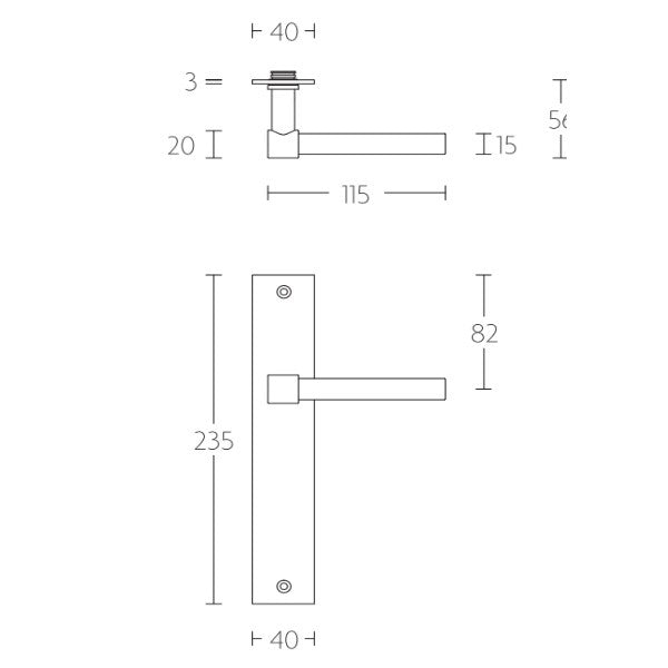 PBL15XLP236 deurkrukken ong.op br.langsch. sl.56mm, RVS mat