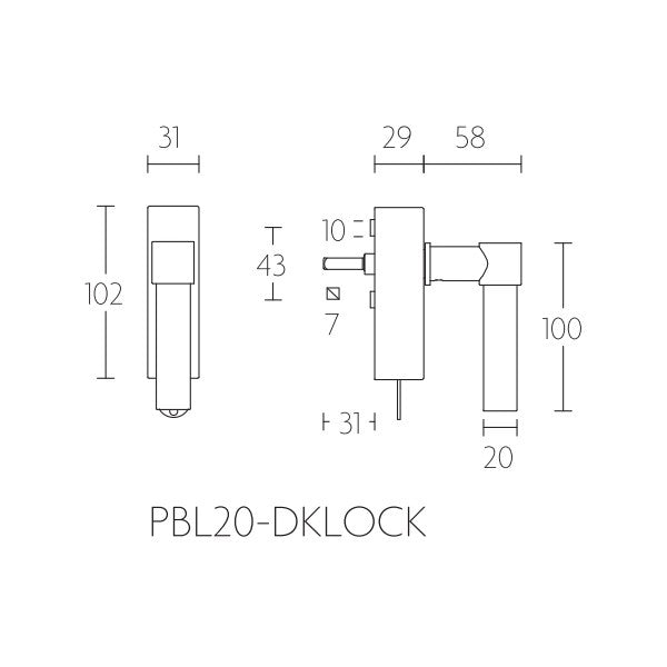 PBL20-DKLOCK draaikiep raamkruk afsluitbaar RVS mat