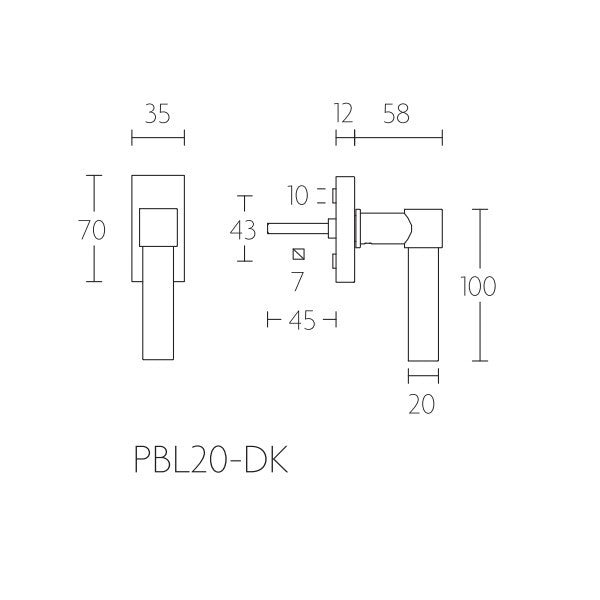 PBL20-DK draaikiep raamkruk niet afsl. mat zwart