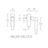 PBL20FDKLOCK draaikiep raamkruk verkr. afsl. R/L, RVS mat