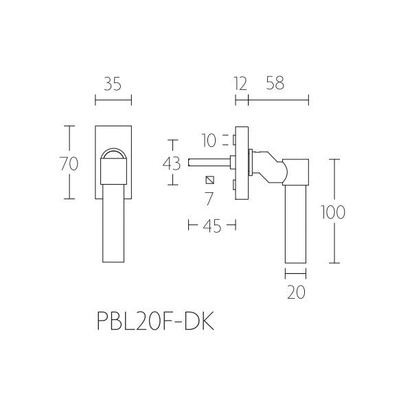 PBL20FDK draaikiep raamkruk verkr. niet afsl. R/L, mat wit