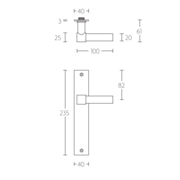 PBL20P236 deurkrukken ongev. op br.langsch. sl.56mm, RVS mat