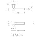 PBL20XL/50 deurkrukken geveerd op rond rozet, RVS mat