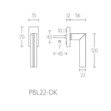 PBL22-DK raamkruk L-model Rs. niet afsl. RVS mat/eiken nat.