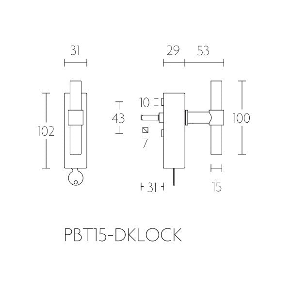 PBT15-DKLOCK draaikiep raamkruk afsluitbaar mat wit