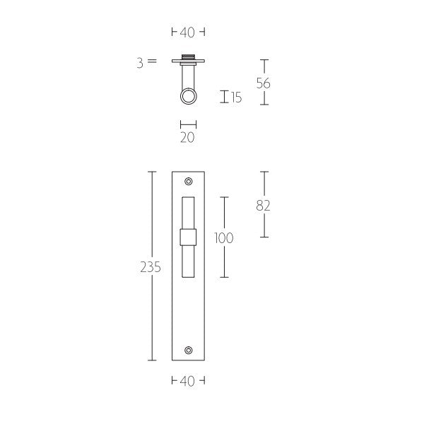 PBT15P236 deurkrukken ongev. op br.langsch. sl.56mm, RVS mat