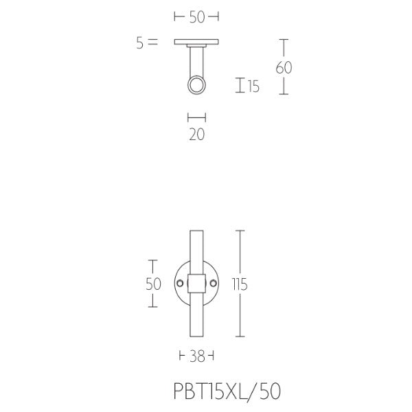 PBT15XL/50 deurkrukken geveerd op rond rozet, RVS mat