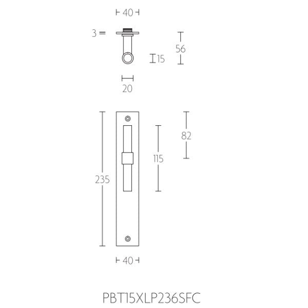 PBT15XLP236 deurkrukken ong.op br.langsch. Sl. gat, mat zw.