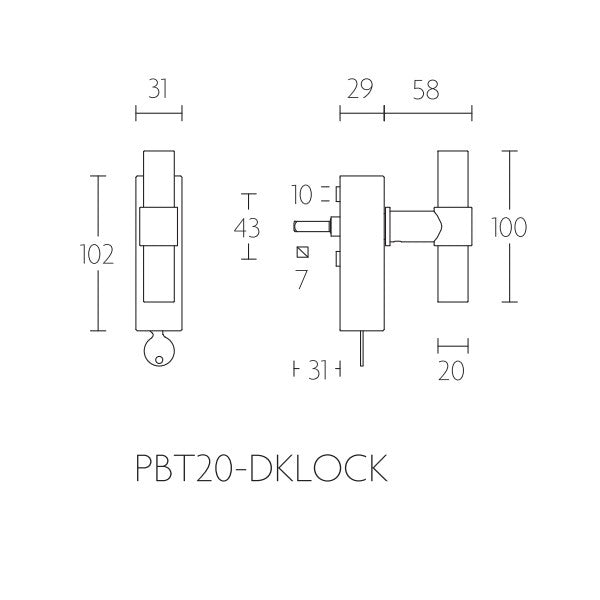 PBT20-DKLOCK draaikiep raamkruk afsluitbaar RVS mat