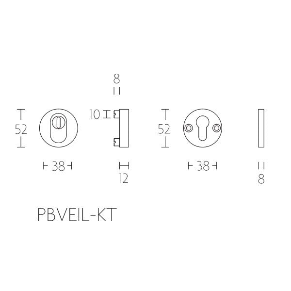 PBVEIL-KT VH PC rozetten rond met kerntrek SKG***, mat zwart