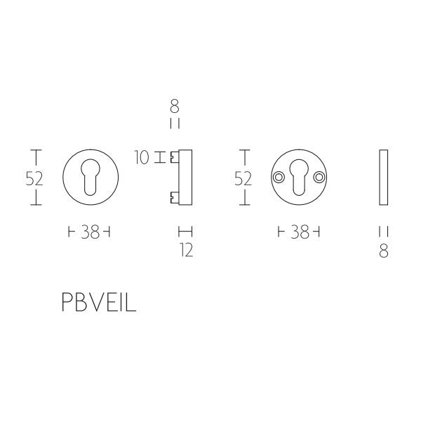 PBVEIL VH PC rozetten rond met SKG***, RVS mat